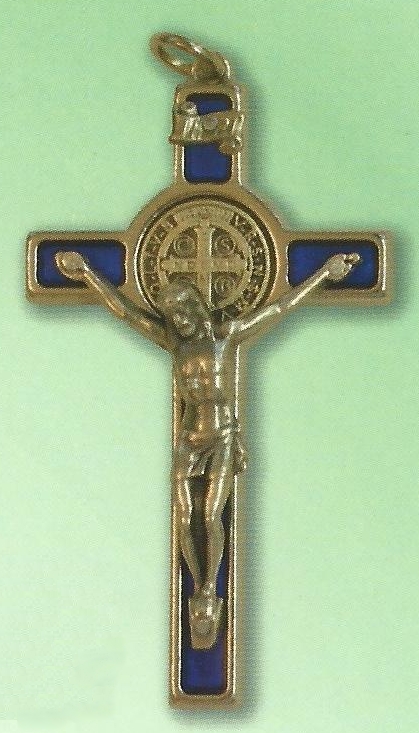 St. Benedict's Crucifix - Blue Enamel 6 x 3cm