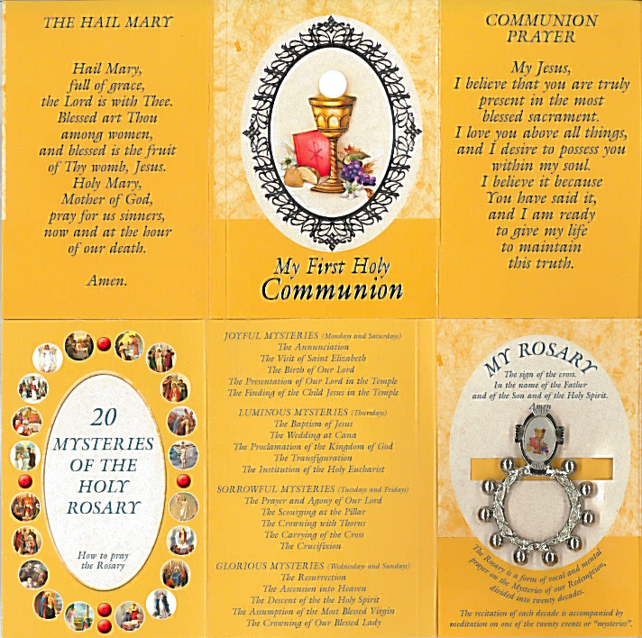 20 MYSTERIES OF THE ROSARY/ROSARY RING - FIRST HOLY COMMUNION