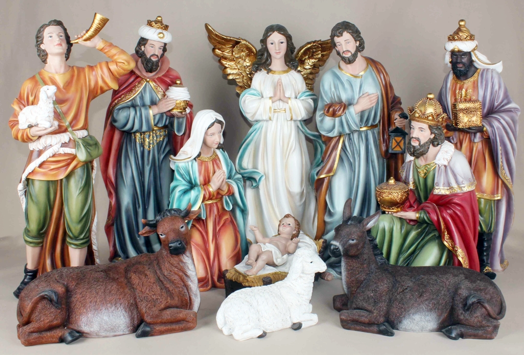 24" Nativity Figures (Shepherd holding a golden horn) [COLLECTION ONLY]
