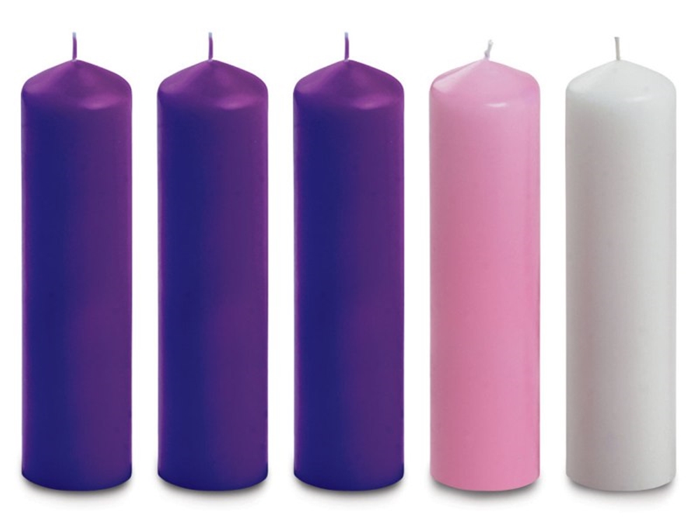 8" X 2" Advent Candles (3 purple,1 pink & 1 white)
