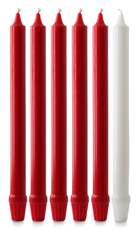 12" x 1" fluted Advent Candles (5 red & 1 white)