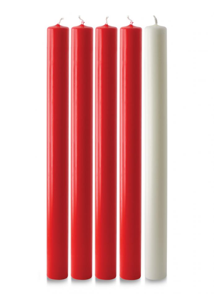 10" X 7/8" Advent Candles (4 red & 1 white)