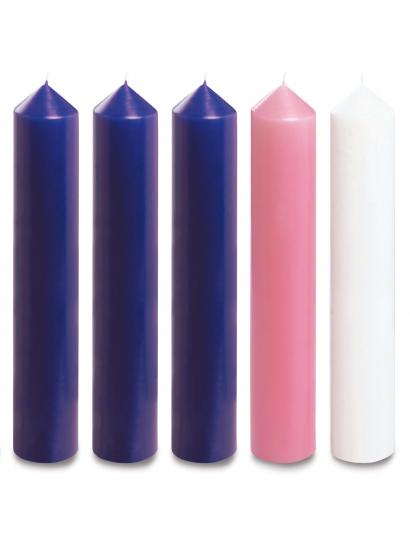 15" X 2" Advent Candles (3 purple,1 pink & 1 white)