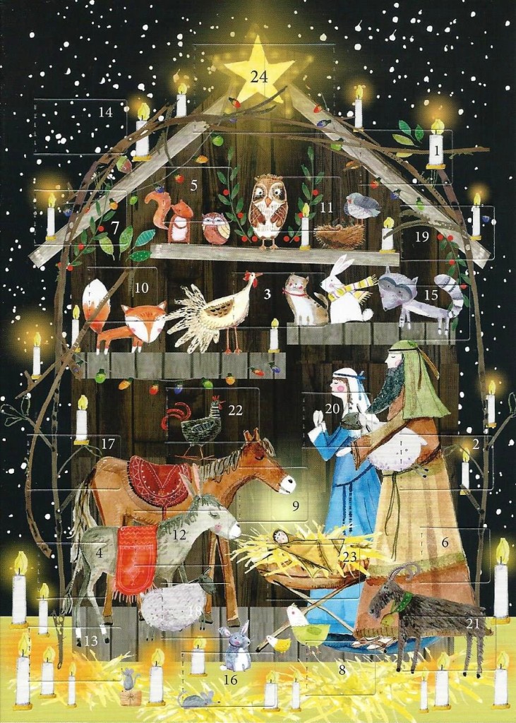 Nativity with Animals Advent Calendar Card