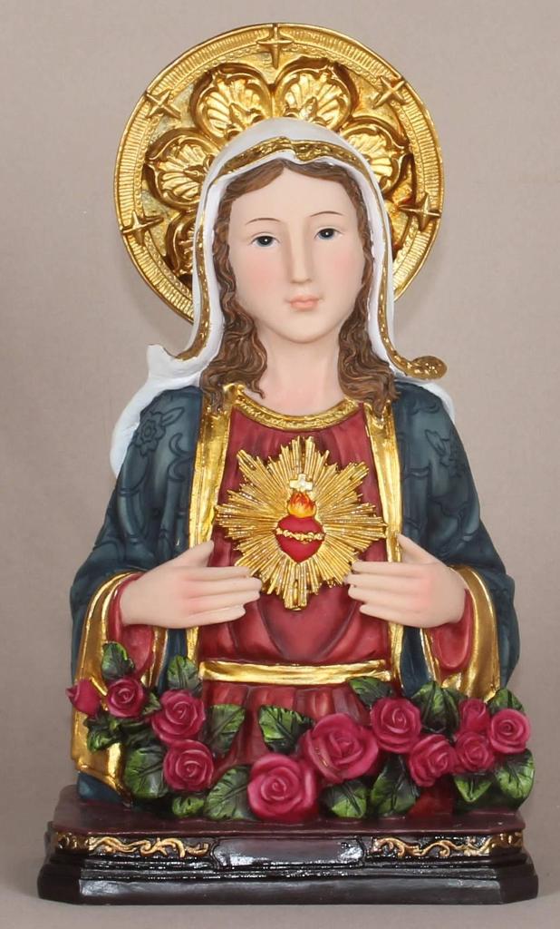 Immaculate Heart of Mary Bust Statue - 10"