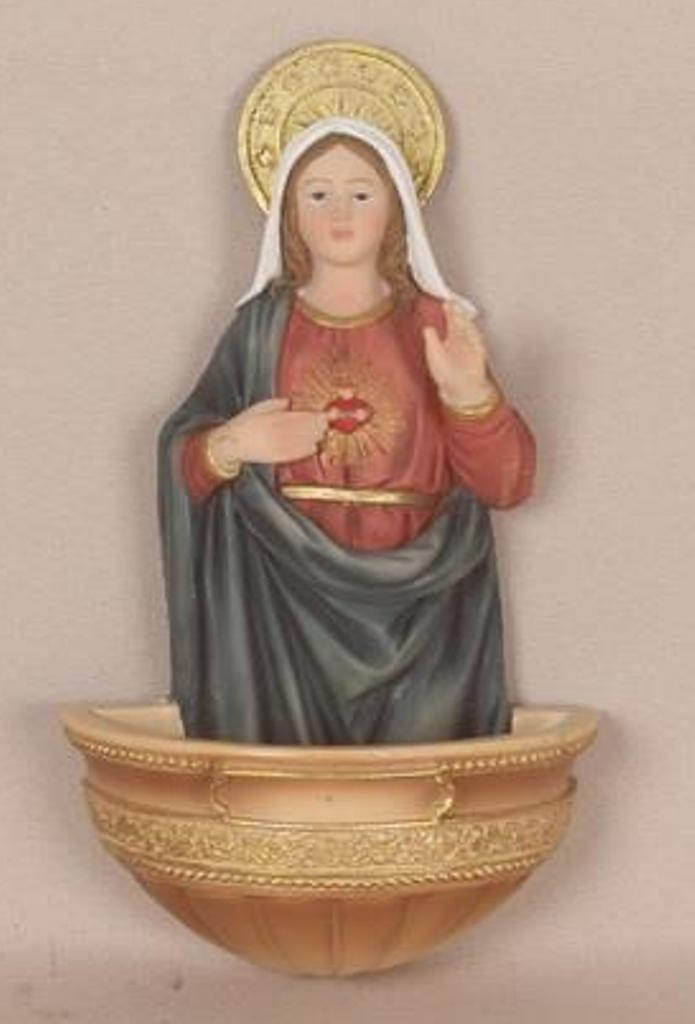 Immaculate Heart of Mary Holy Water Font - 6"