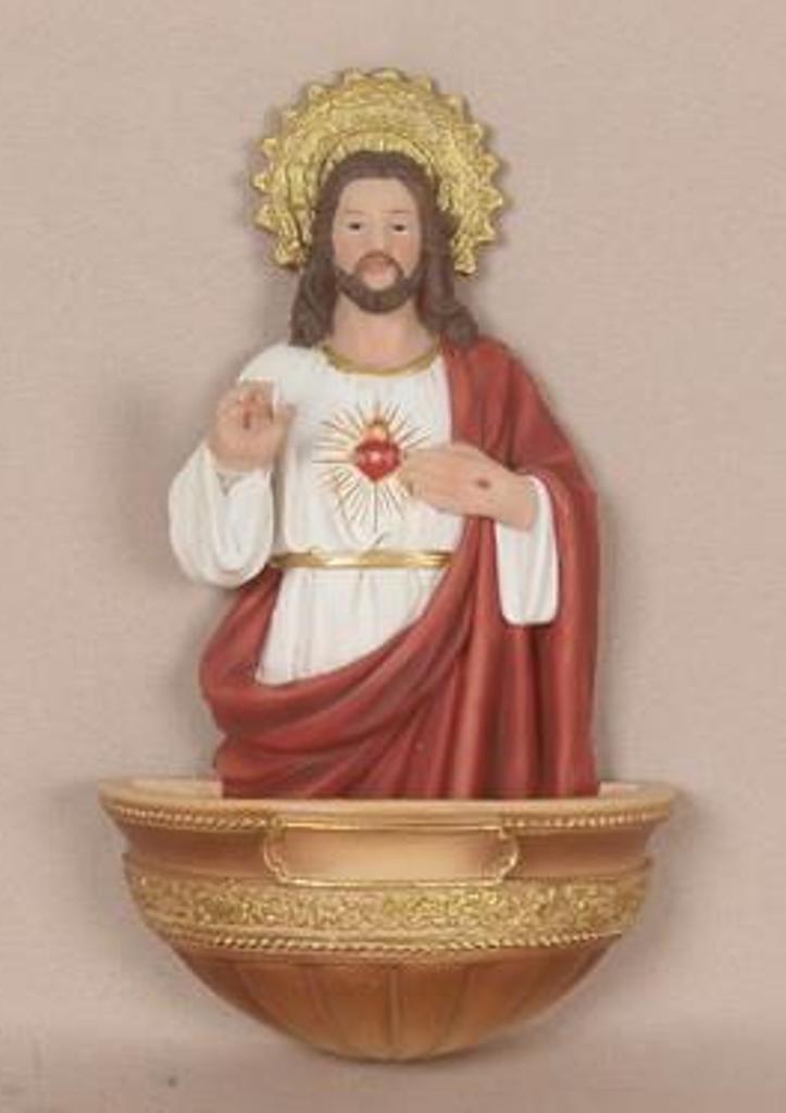 Sacred Heart of Jesus Holy Water Font - 6"