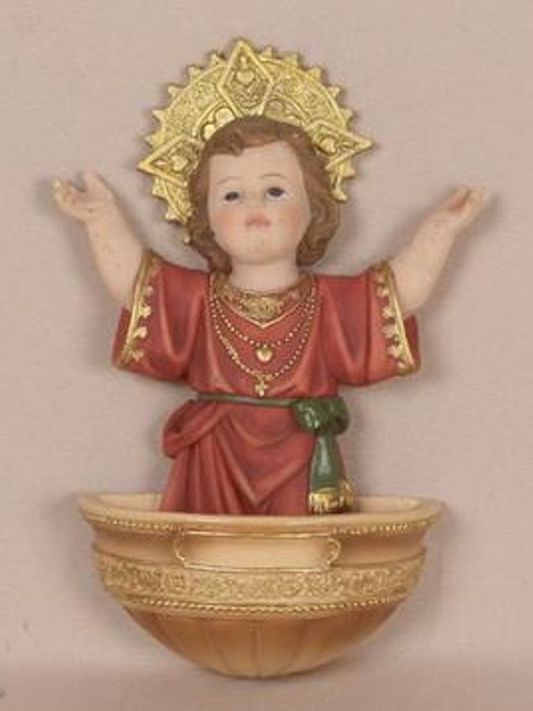 Infant Jesus of Bogota (el Divino Niño de Bogotá) Holy Water Font - 6"
