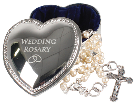 Wedding Rosary in Heart Box