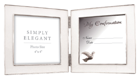  Metal Confirmation Diptych Photo Frame - Silver Finish