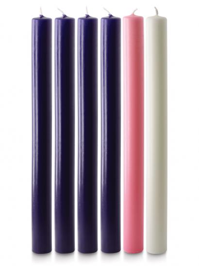 12" x 1" Advent Candles (4 purple,1 pink & 1 white)