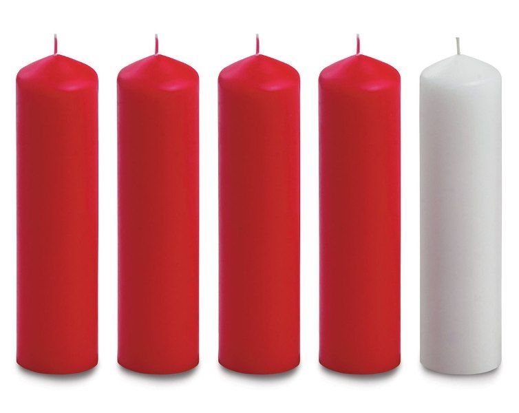 8" X 2" Advent Candles (4 red & 1 white)
