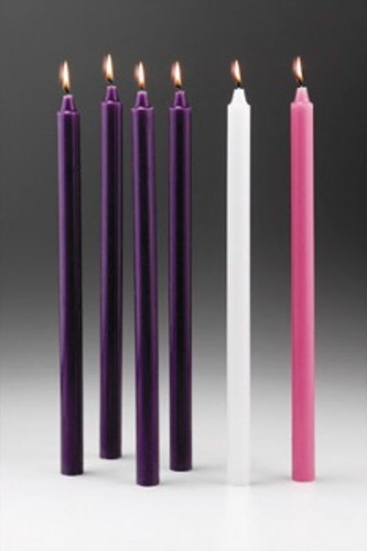 10" x 7/8" Advent Candles (4 purple,1 pink & 1 white)