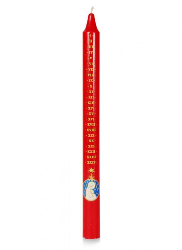 15" x 1 1/8" Numbered Advent Candle - Red