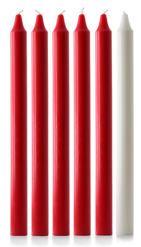 15" x 1 1/8" Advent Candles (5 red & 1 white)