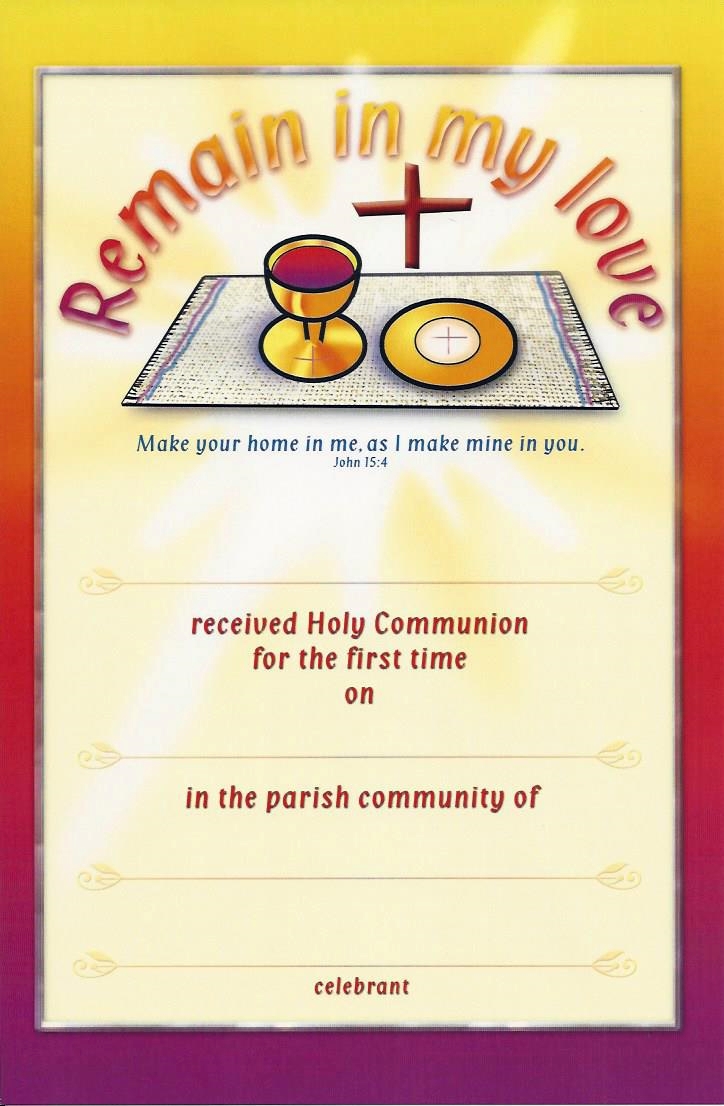 First Communion Certificate (Remain in My Love)