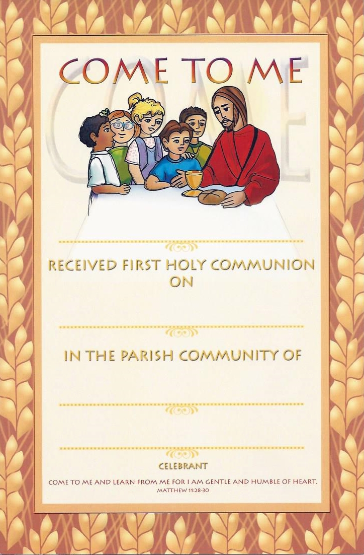 First Communion Certificate (Come to Me)