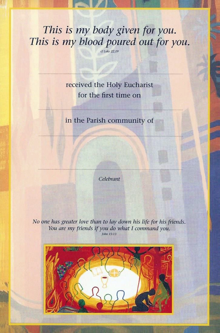 First Communion Certificate (This is My Body - This is My Blood)