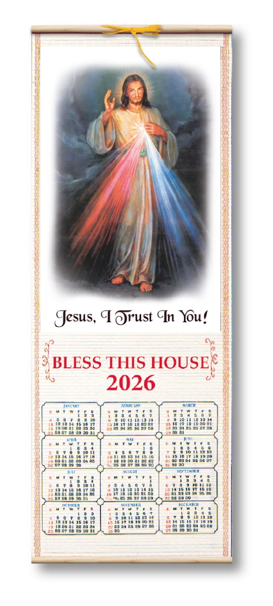 Divine Mercy Wood Scroll Calendar 2026