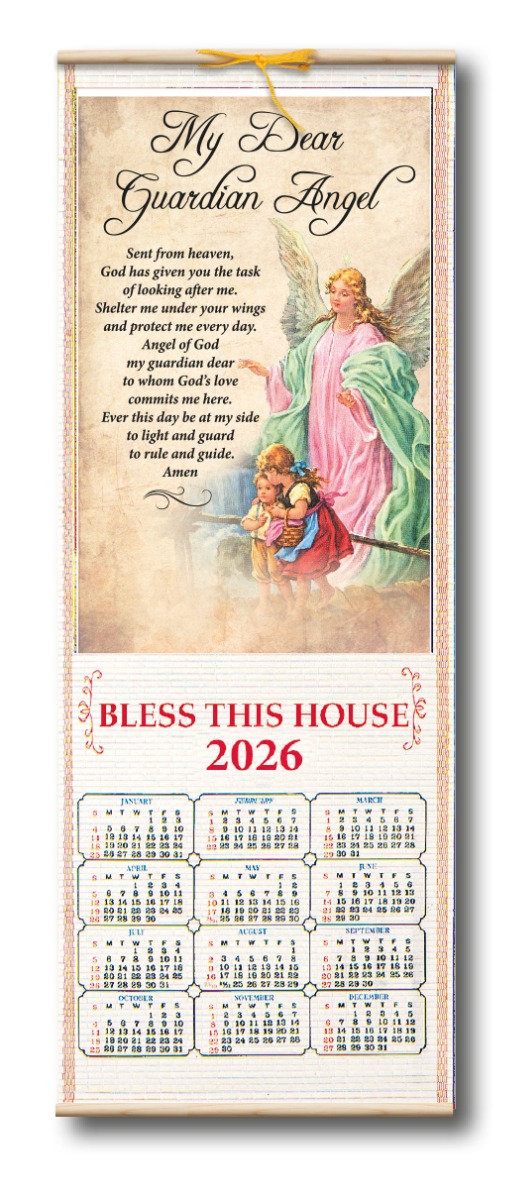 Guardian Angel Wood Scroll Calendar 2026