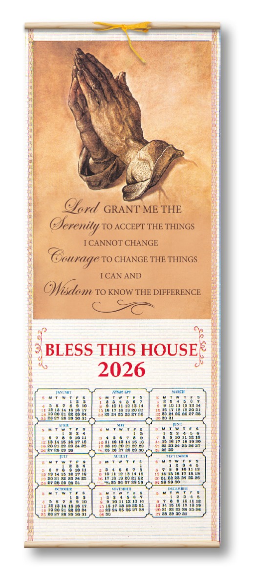 Serenity Wood Scroll Calendar 2026