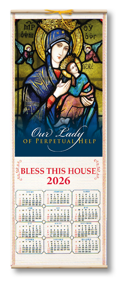Our Lady of Perpetual Help Wood Scroll Calendar 2026