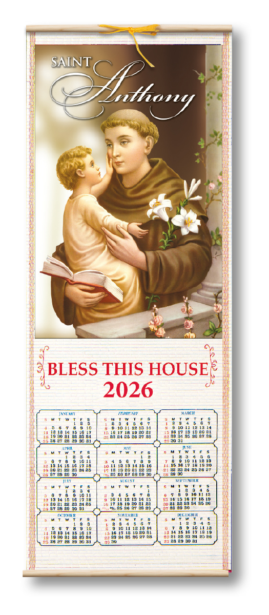 St. Anthony Wood Scroll Calendar 2026