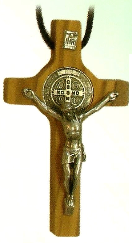Olive Wood St. Benedict's Crucifix on Cord
