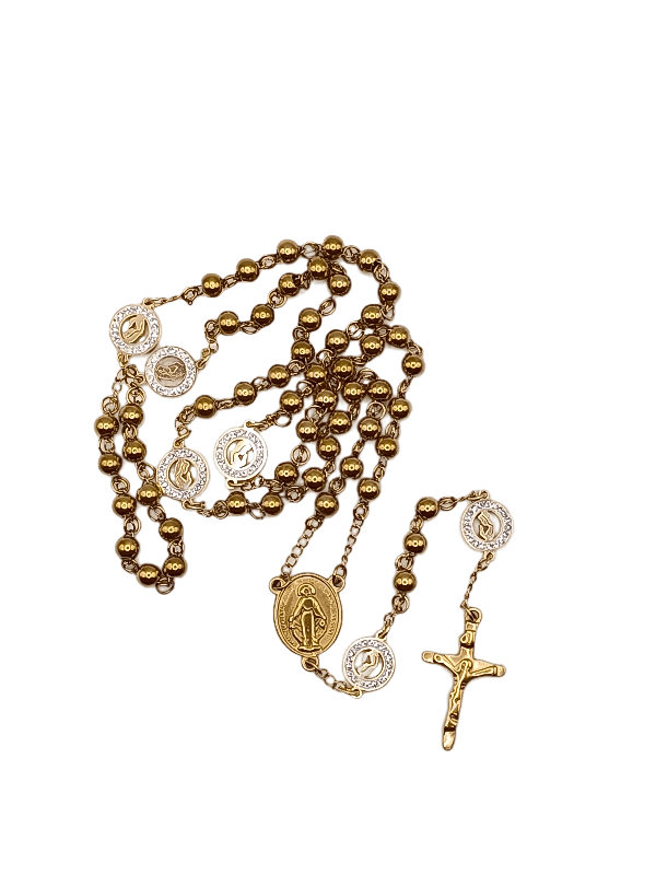Rosary: Stainless Steel Gold Plated 6mm