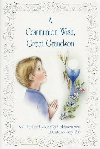 A Communion Wish Great Grandson Greetings Card 