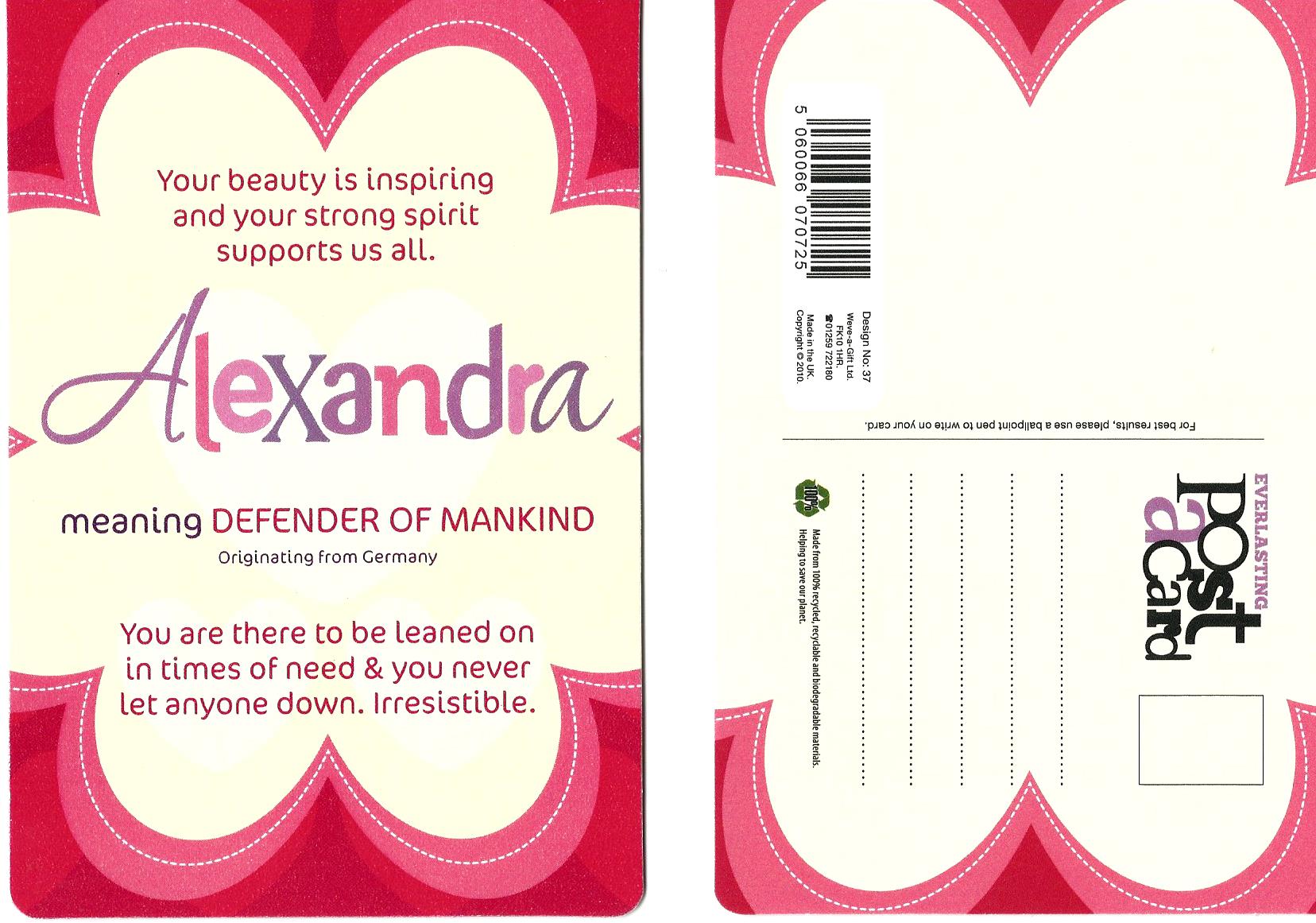 ALEXANDRA - What's in a Name Post-a-Card 101891