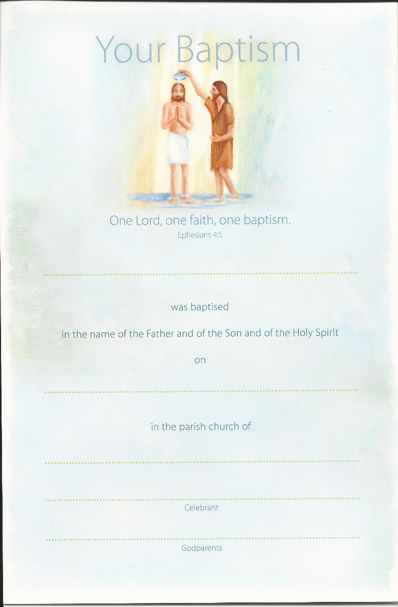Baptismal Certificate - Your Baptism 