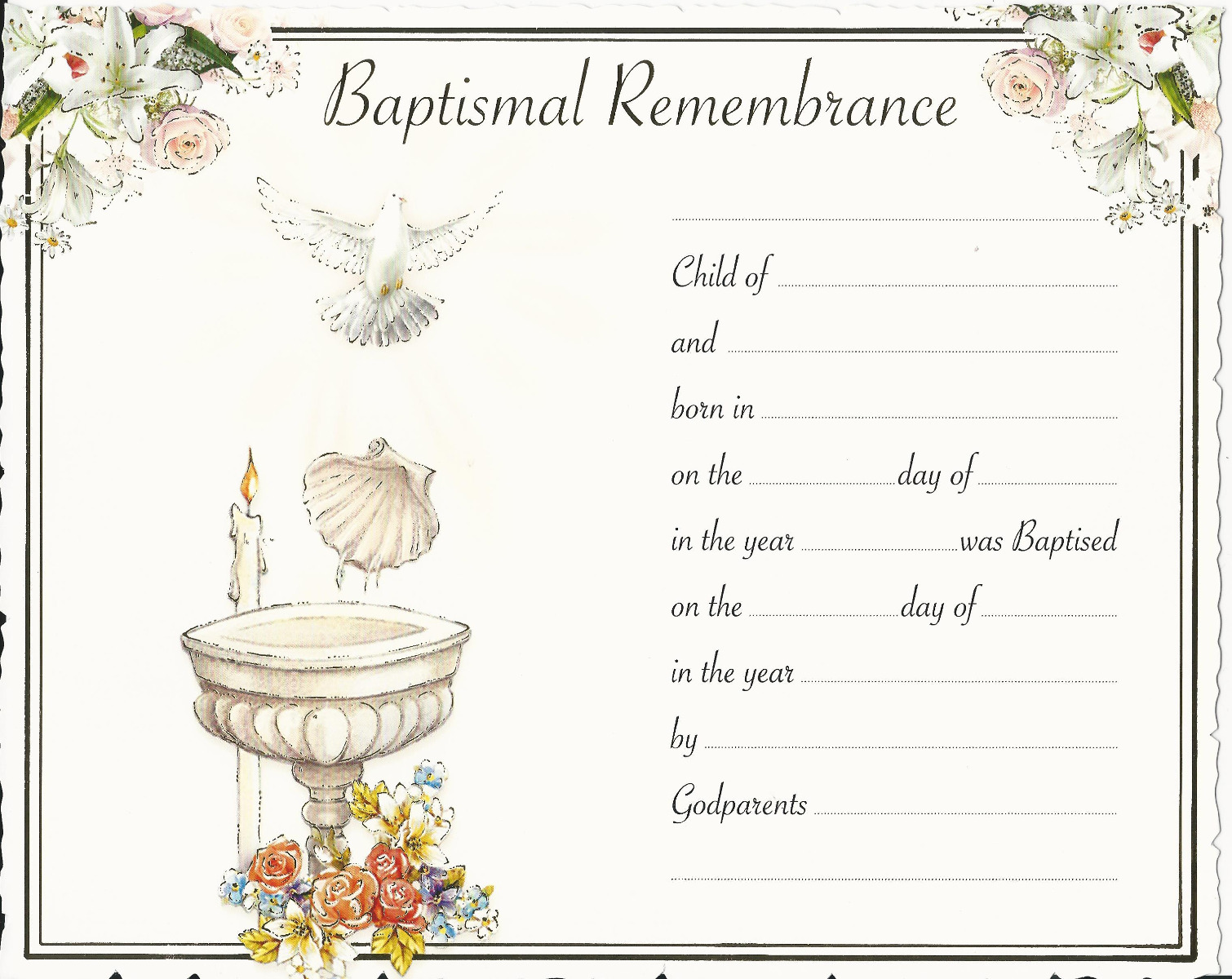 Baptismal Certificate - Baptismal Remembrance -11541