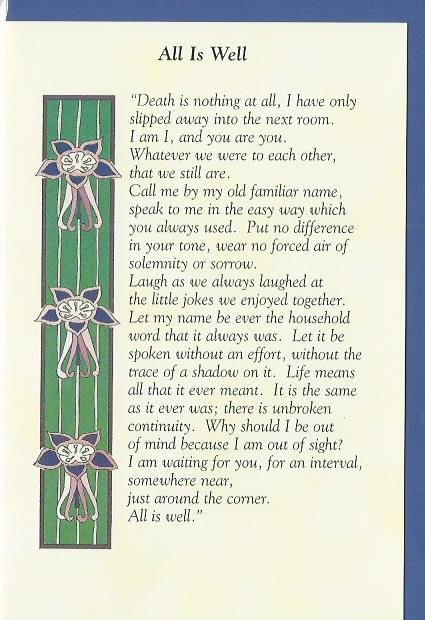 Blank Card - All Is Well (Death Is Nothing...)  536465