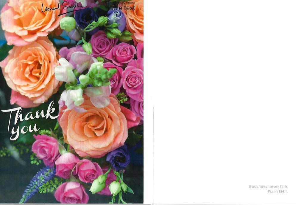 Blank Card - Thank You (Bright Rose Bouquet) 536776