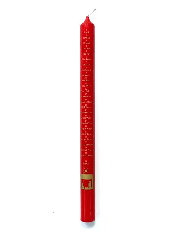 30 cm Advent Candle (Red) with Names of Jesus
