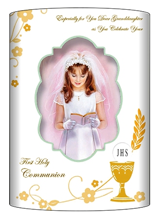 1st Communion Granddaughter Card/3 D-Pillow effect