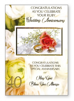 Card - Ruby 40th Wedding Anniversary - CBC 20551