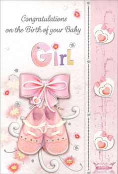 Card - Congratulations Birth Baby Girl 3D 533828