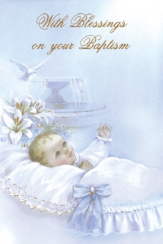 Card - Blessings on Your Baptism Boy - Gold Foil & Embossed