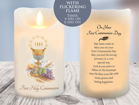 LED Candle/Scented Wax/Timer/First Comunion