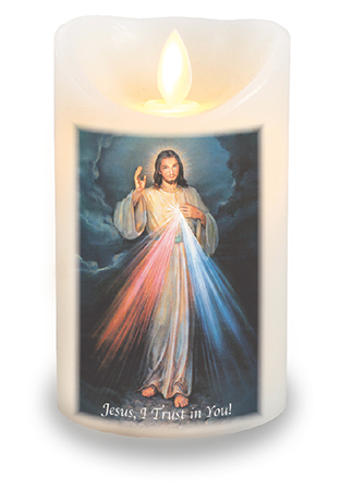 LED Candle/Scented Wax/Timer/Divine Mercy