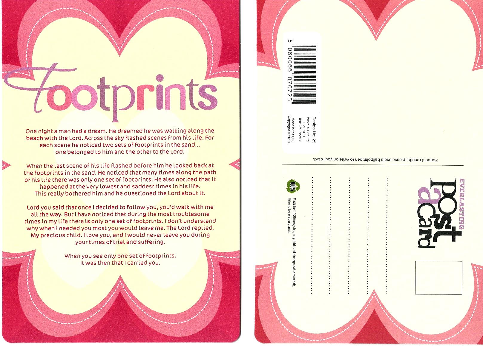 Footprints - Post a Card 101891