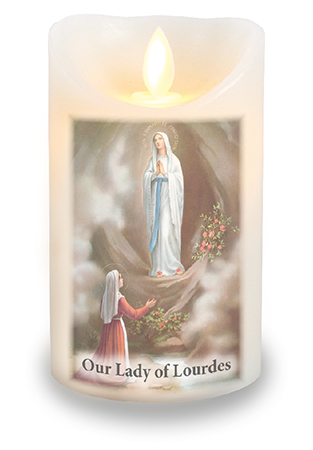 LED Candle/Scented Wax/Timer/Our Lady of Lourdes