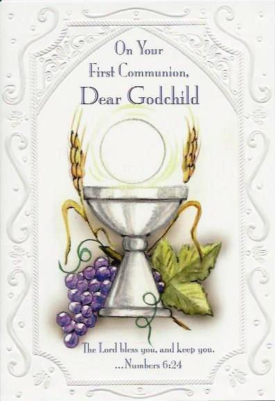 On Your First Communion Dear Godchild Greetings Card 