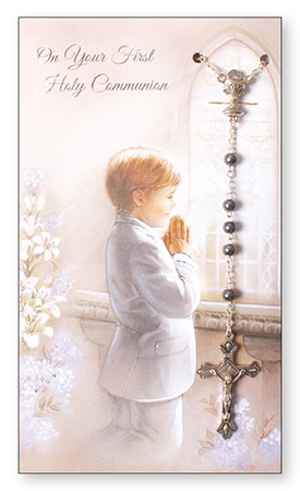 First Communion Card & Rosary Set BOY 536136