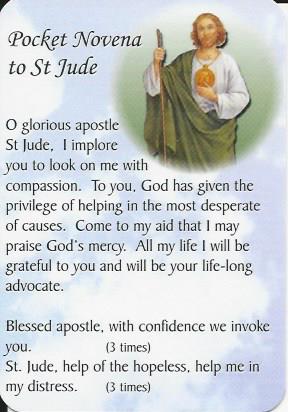 Prayer Card - Pocket Novena - St Jude