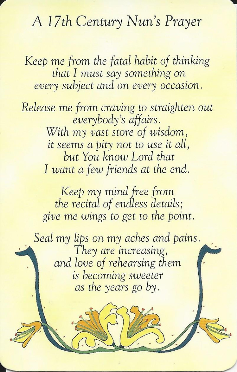 Prayer Card - 17th Century Nun's Prayer