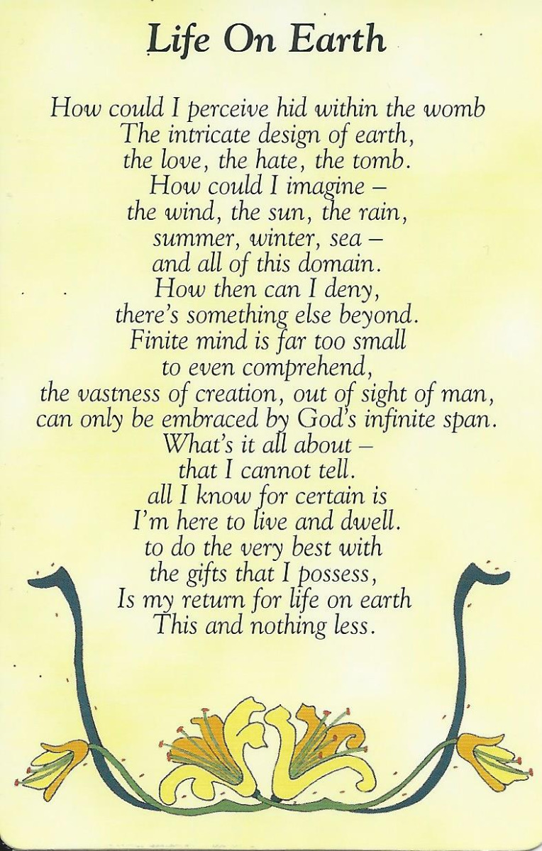 Prayer Card - Life On Earth - Tim Tiley S181