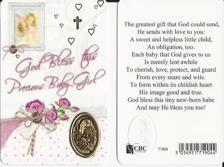 Prayer Card - New Baby Girl - CBC 71904